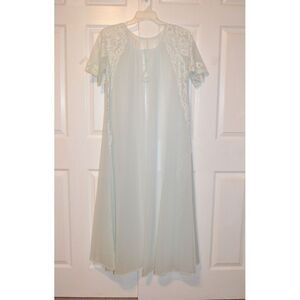 Vintage Shadowline Women's Long Blue Robe Size Small Tie at‎ Neckline Open Front